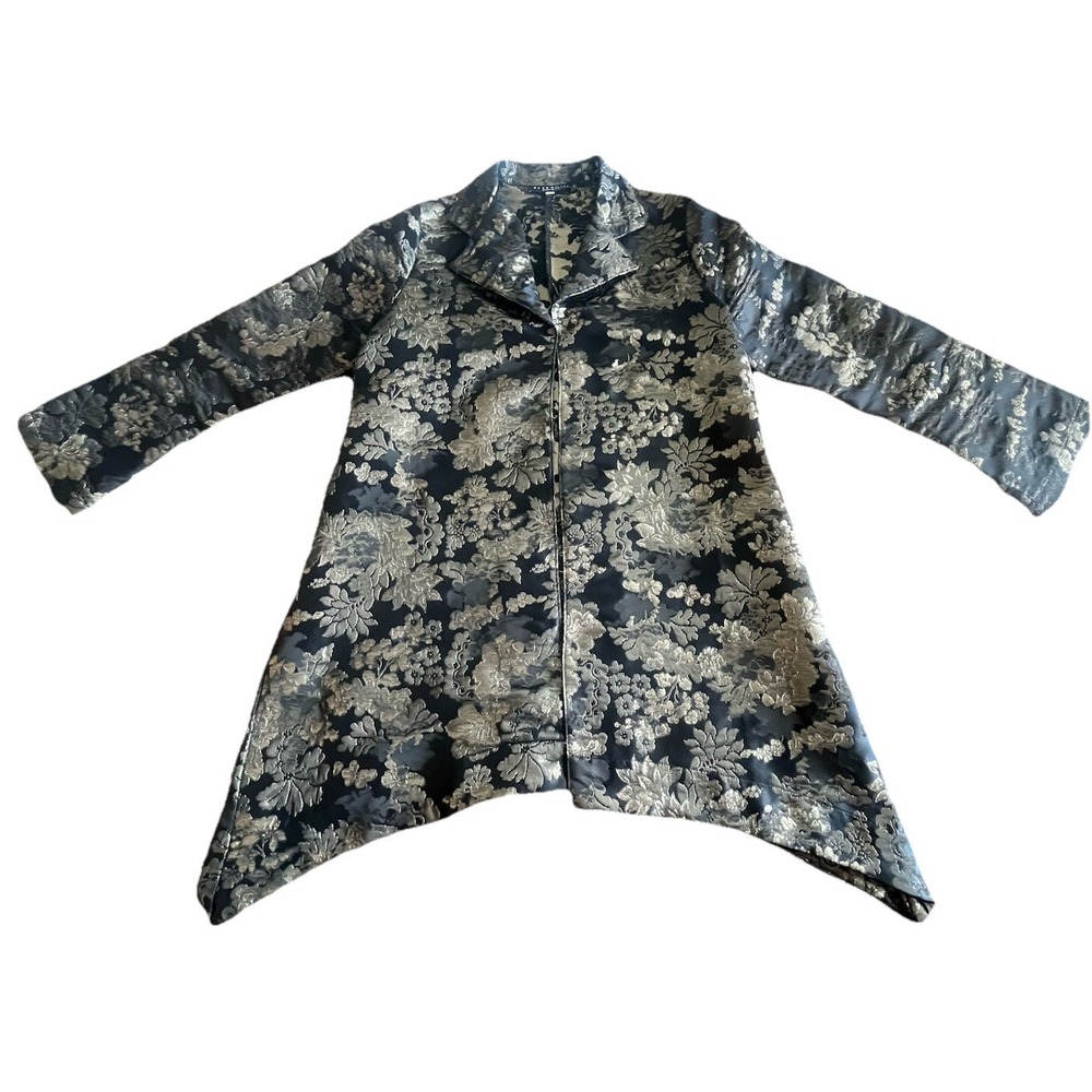 Bryn Walker Womens Black Gold Floral Kimono Jacket Sz Small S Italian Fabric‎